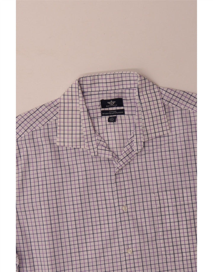 DOCKERS Mens Shirt Size 16 1/2 Large Purple Check Cotton