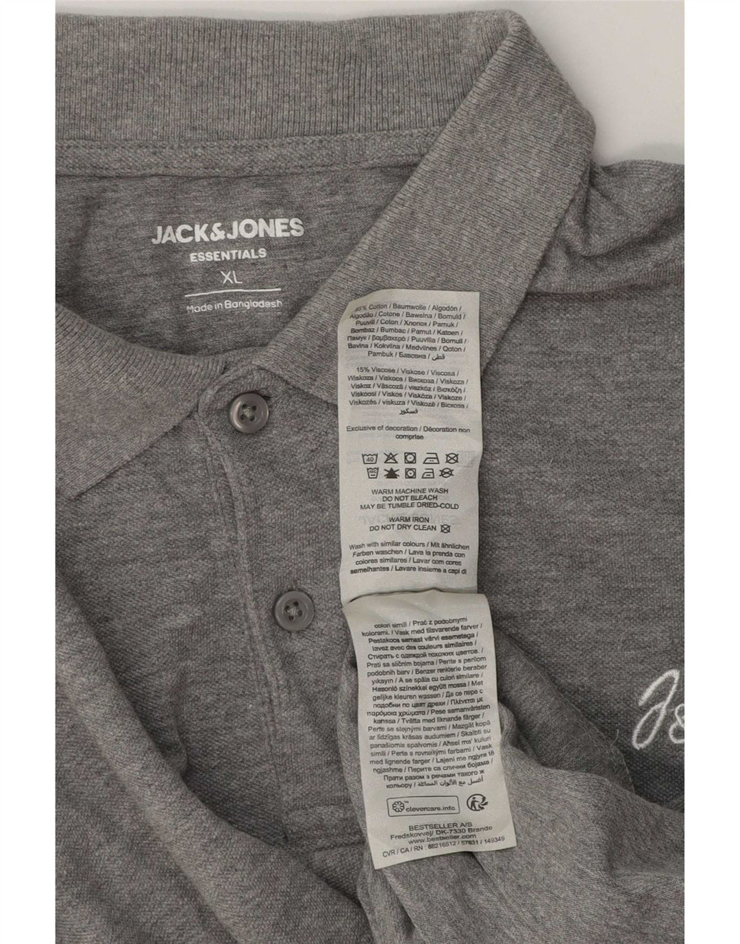 Jack & Jones Mens Polo Shirt XL Grey Cotton