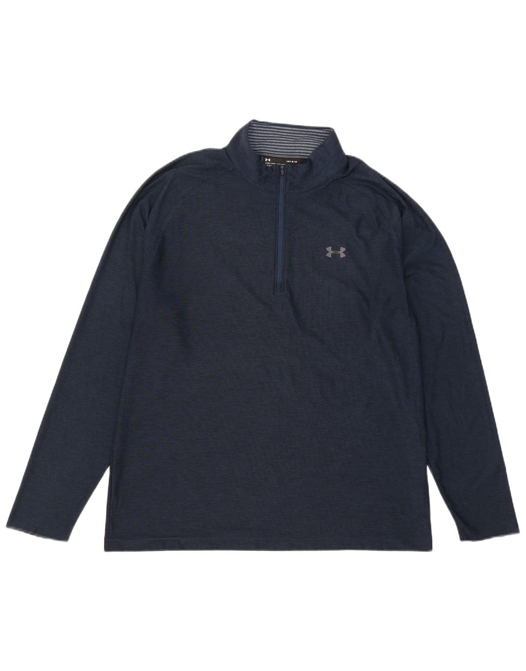 Under Armour Mens Zip Neck Pullover Tracksuit Top Large Navy Blue Flecked