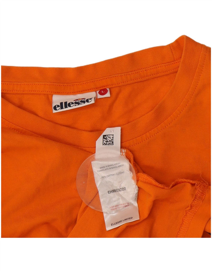 Ellesse Mens Graphic T-Shirt Top Large Orange Cotton