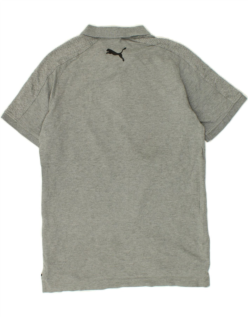 PUMA Mens Graphic Polo Shirt Small Grey Cotton | Vintage Puma | Thrift | Second-Hand Puma | Used Clothing | Messina Hembry 