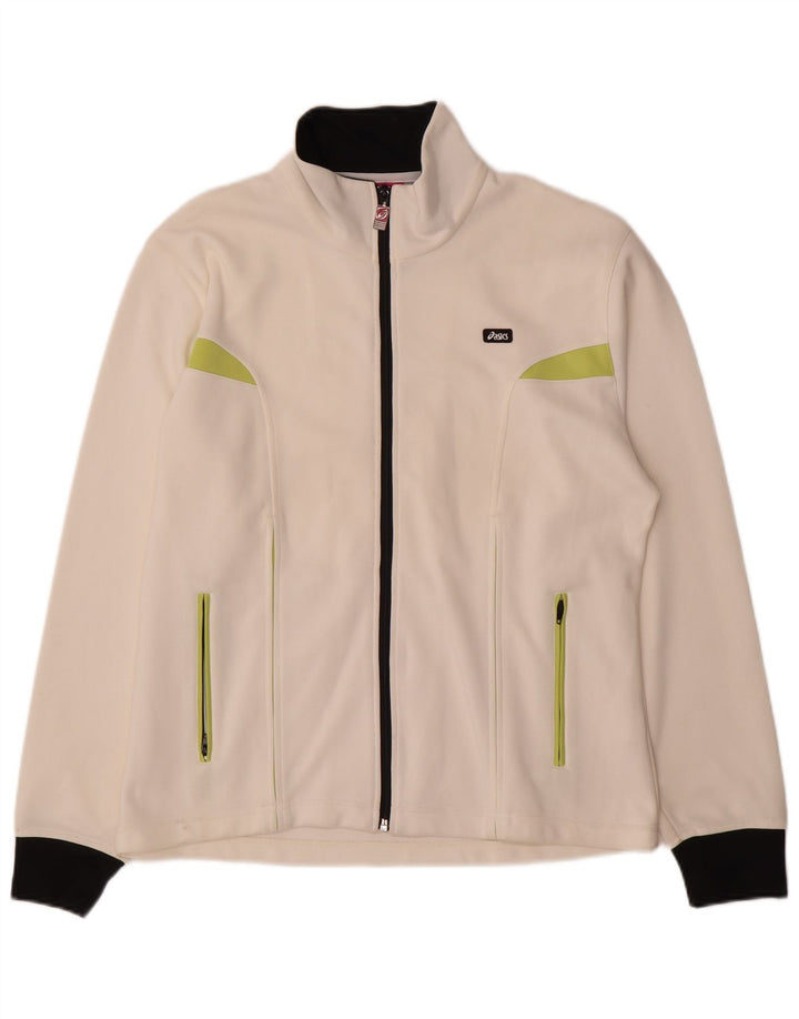 Asics Womens Tracksuit Top Jacket UK 20 2XL White Colourblock Nylon