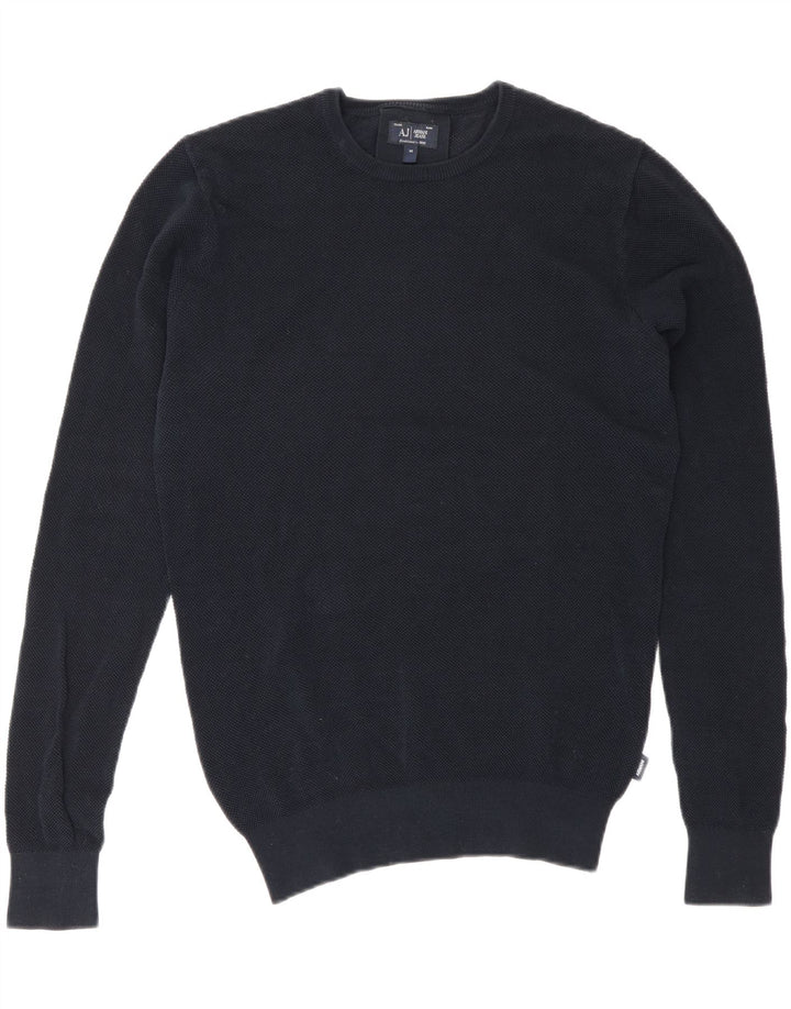 Armani Jeans Mens Crew Neck Jumper Sweater Medium Navy Blue Cotton