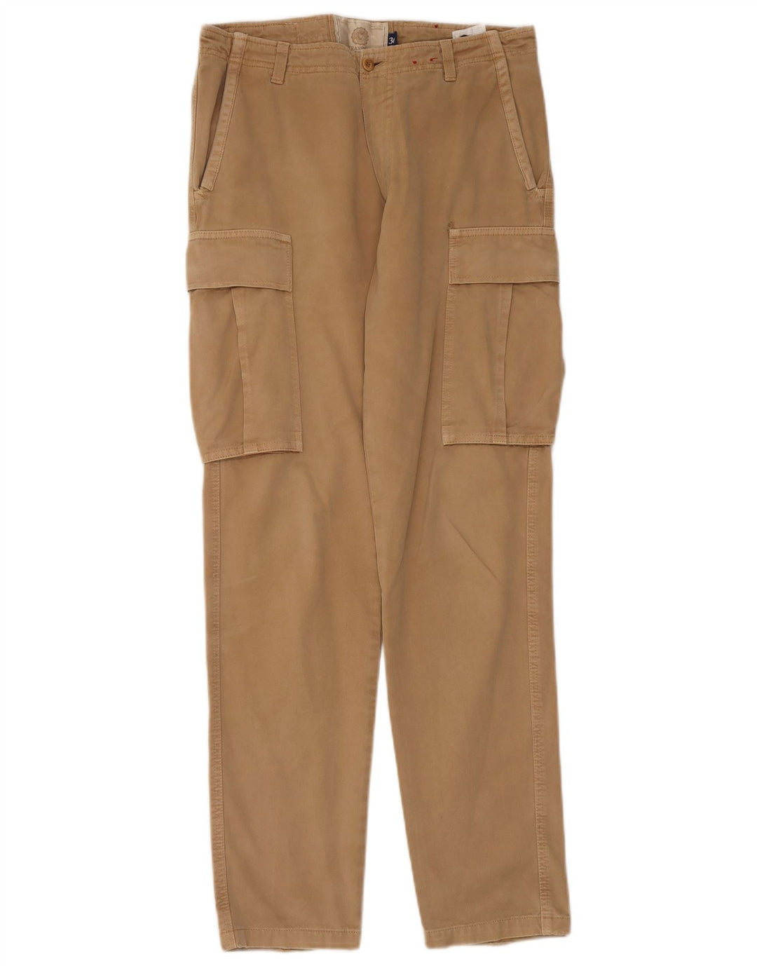 Franklin Marshall Mens Straight Cargo Trousers W30 L32 Beige Cotton