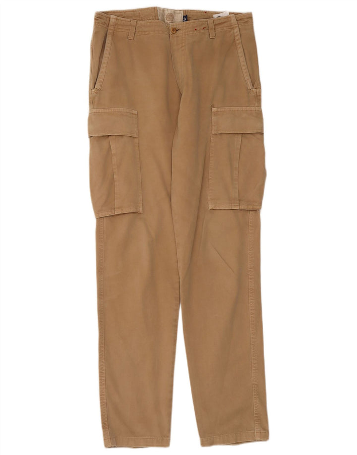 Franklin Marshall Mens Straight Cargo Trousers W30 L32 Beige Cotton