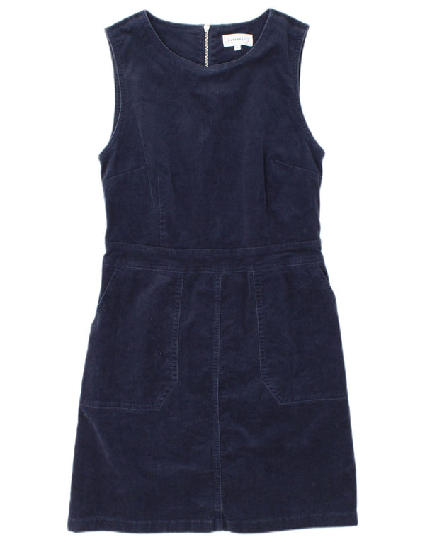WAREHOUSE Womens Sleeveless Corduroy Sheath Dress UK 10 Small Navy Blue