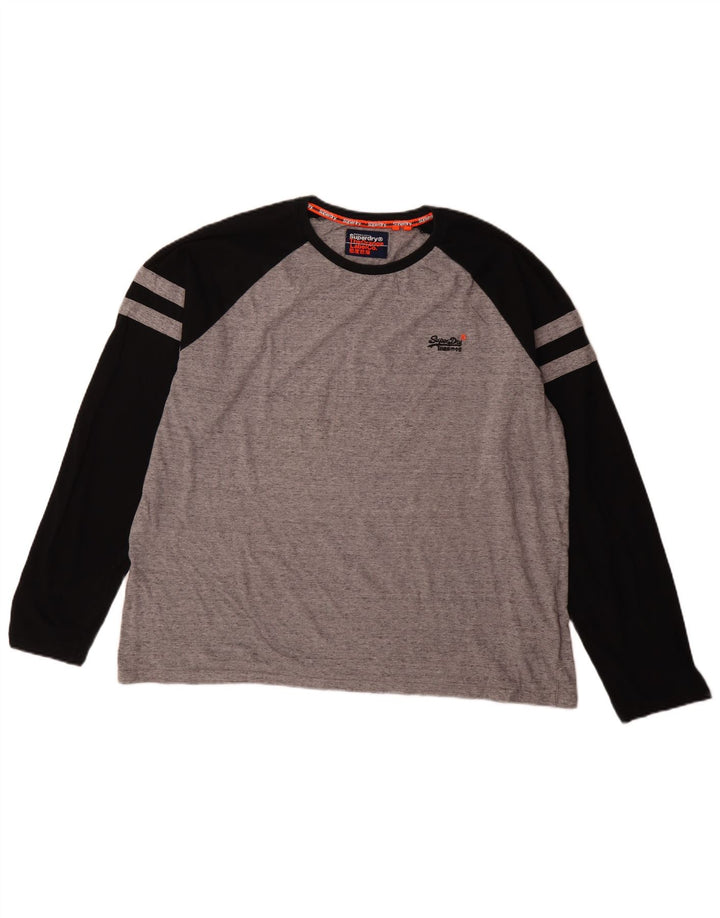Superdry Mens Top Long Sleeve 3XL Grey Colourblock Cotton