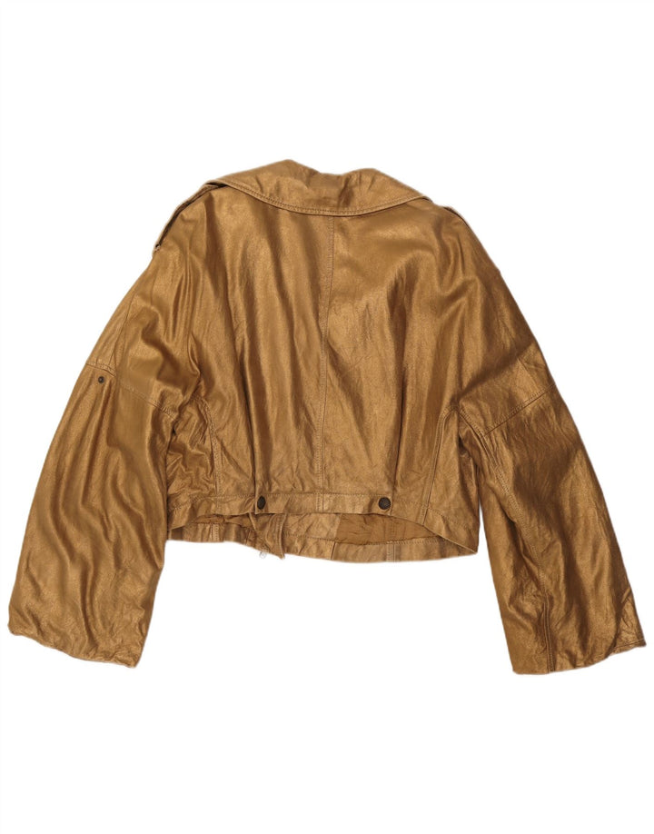 Sportmax Womens Crop Biker Jacket UK 14 Large Gold
