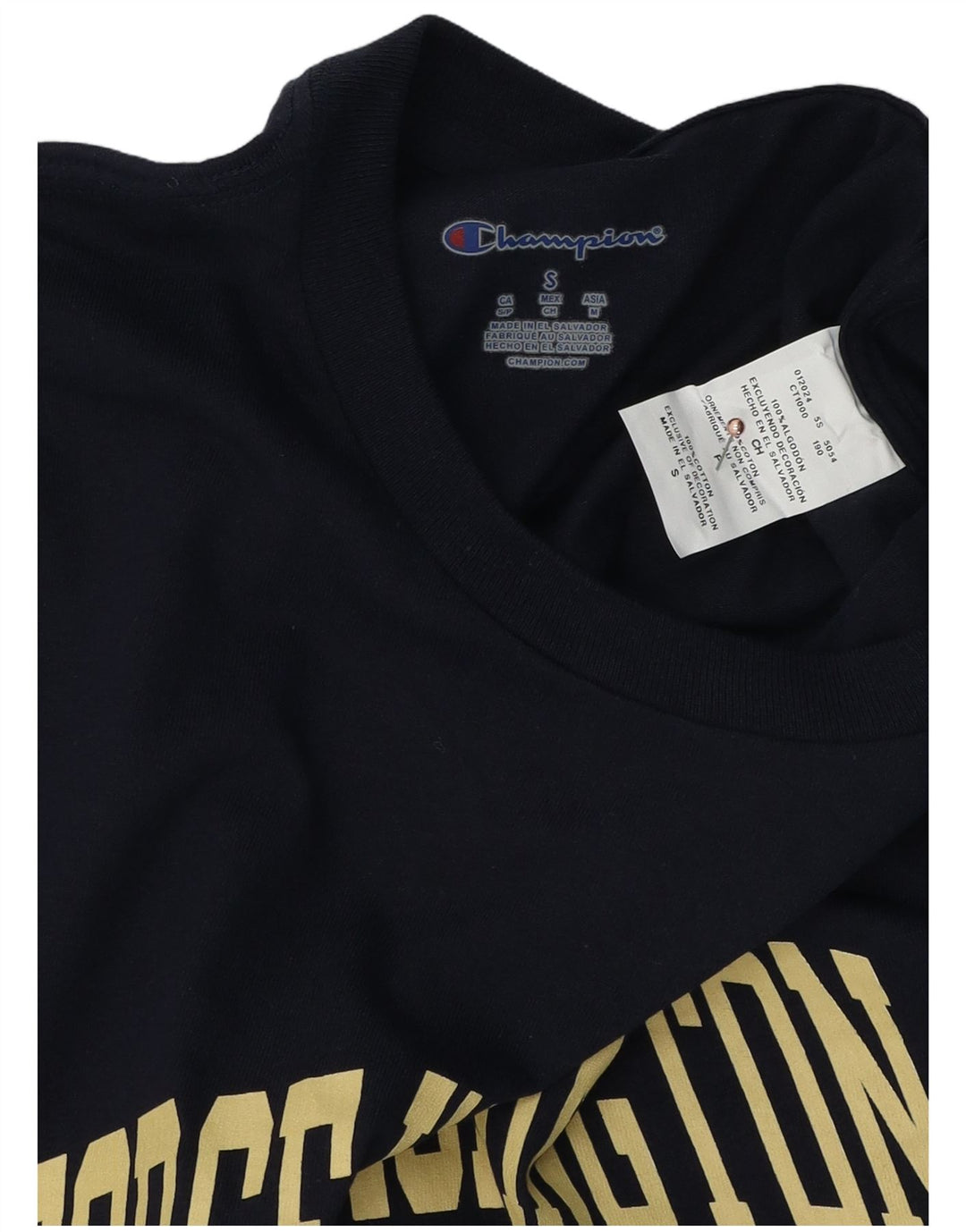 Champion Mens George Washington Graphic T-Shirt Top Small Navy Blue Cotton