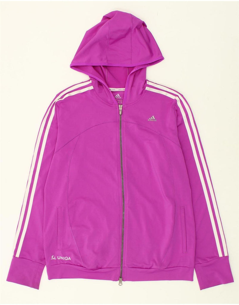 ADIDAS Womens Climacool Zip Hoodie Sweater UK 16/18 Large Pink Polyester | Vintage Adidas | Thrift | Second-Hand Adidas | Used Clothing | Messina Hembry 