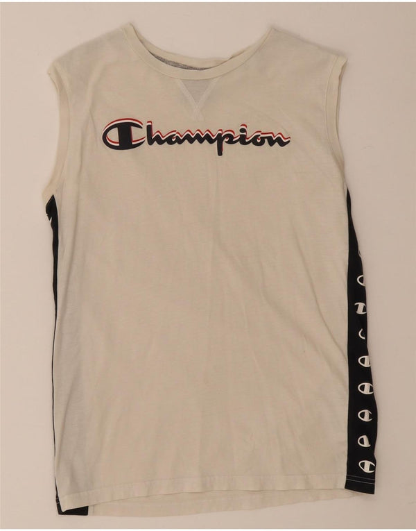 Champion Boys Graphic Vest Top 13-14 Years XL White Colourblock Cotton