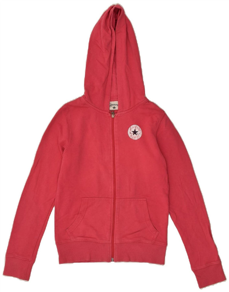 CONVERSE Girls Zip Hoodie Sweater 13-14 Years Red Cotton | Vintage Converse | Thrift | Second-Hand Converse | Used Clothing | Messina Hembry 