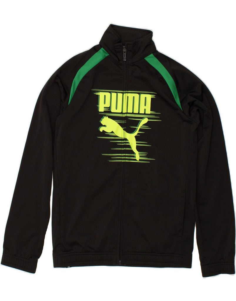 PUMA Boys Graphic Tracksuit Top Jacket 13-14 Years Black Polyester | Vintage Puma | Thrift | Second-Hand Puma | Used Clothing | Messina Hembry 