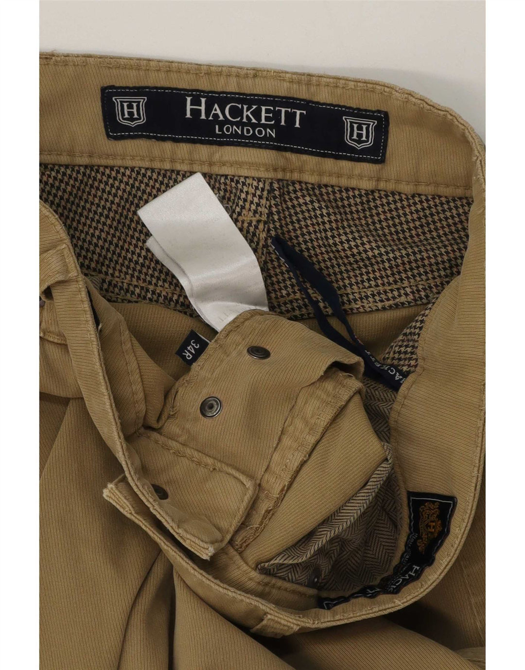Hackett Mens Slim Casual Trousers W34 L32 Khaki Cotton