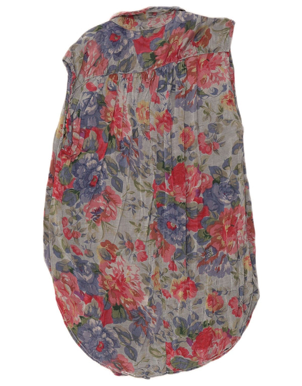 Vintage Womens Sleeveless Shirt Dress IT 40/42 Small Multicoloured Floral
