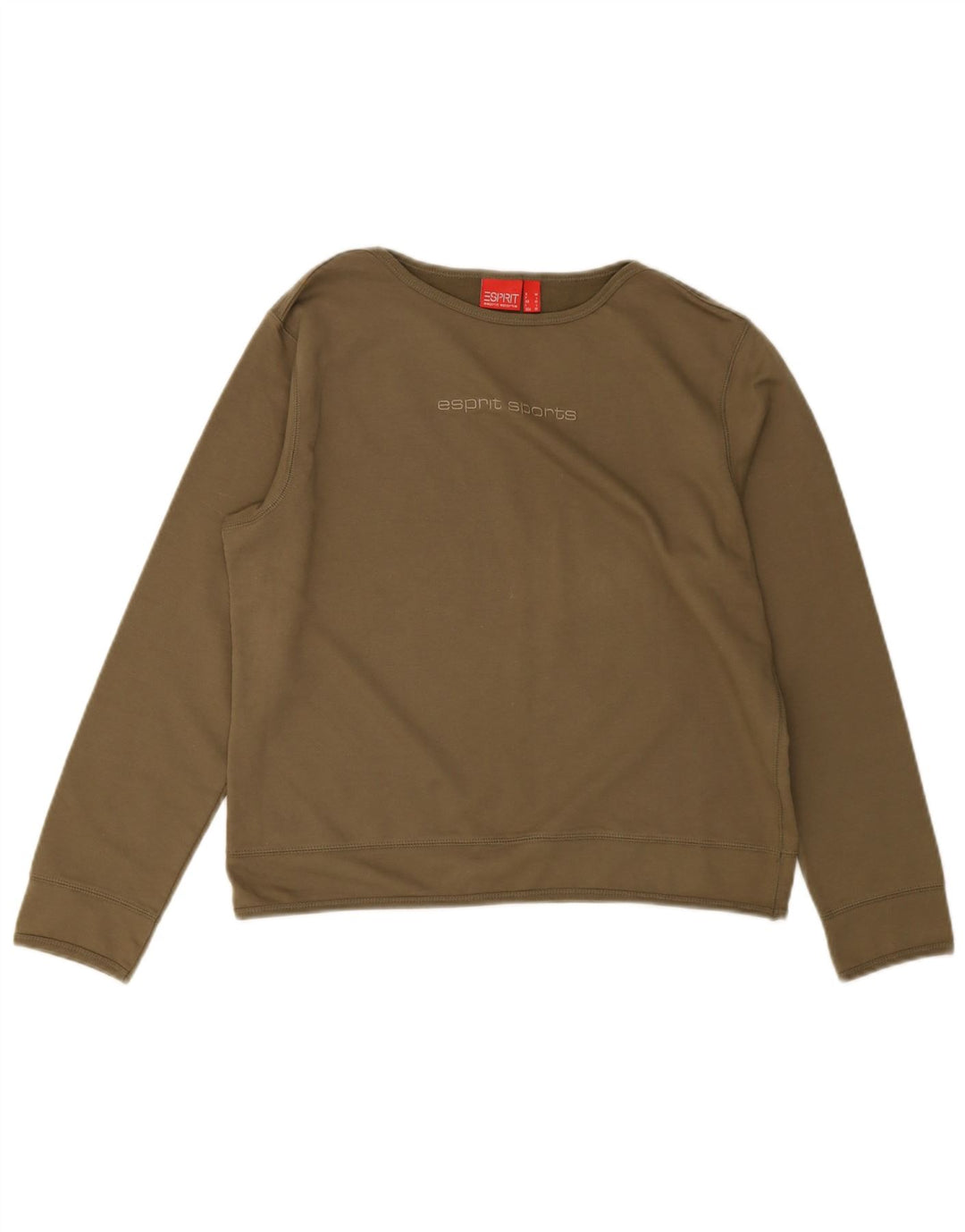 Esprit Womens Crop Graphic Top Long Sleeve UK 14 Medium Green Cotton