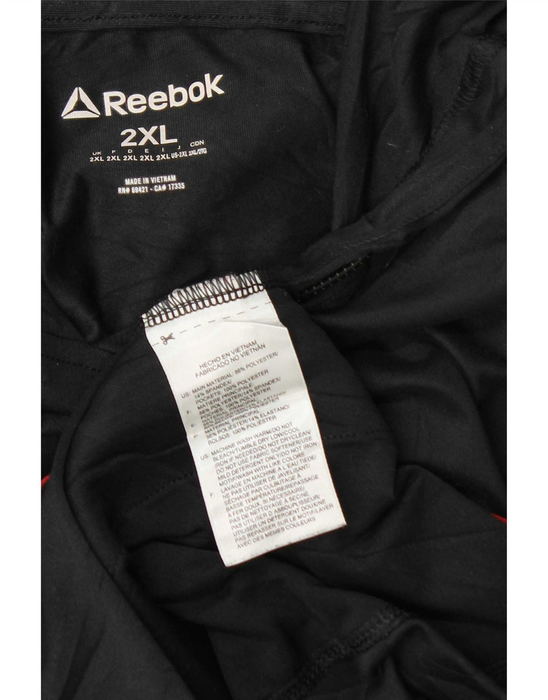 Reebok Mens Graphic Hoodie Jumper 2XL Black Colourblock Polyester