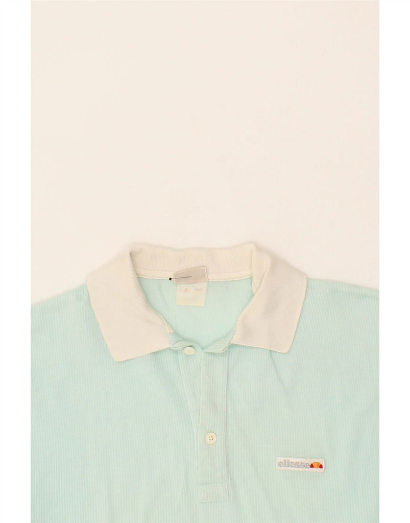 ELLESSE Womens Sleeveless Polo Shirt IT 44 Medium Turquoise Striped Cotton Vintage Ellesse and Second-Hand Ellesse from Messina Hembry 