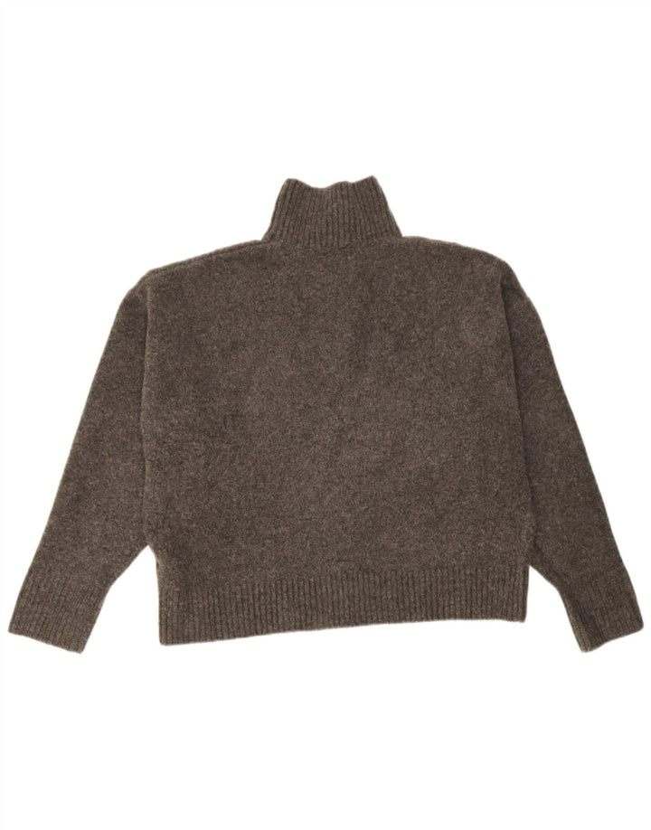 Zara Womens Oversized Roll Neck Jumper Sweater UK 14 Medium Grey Flecked