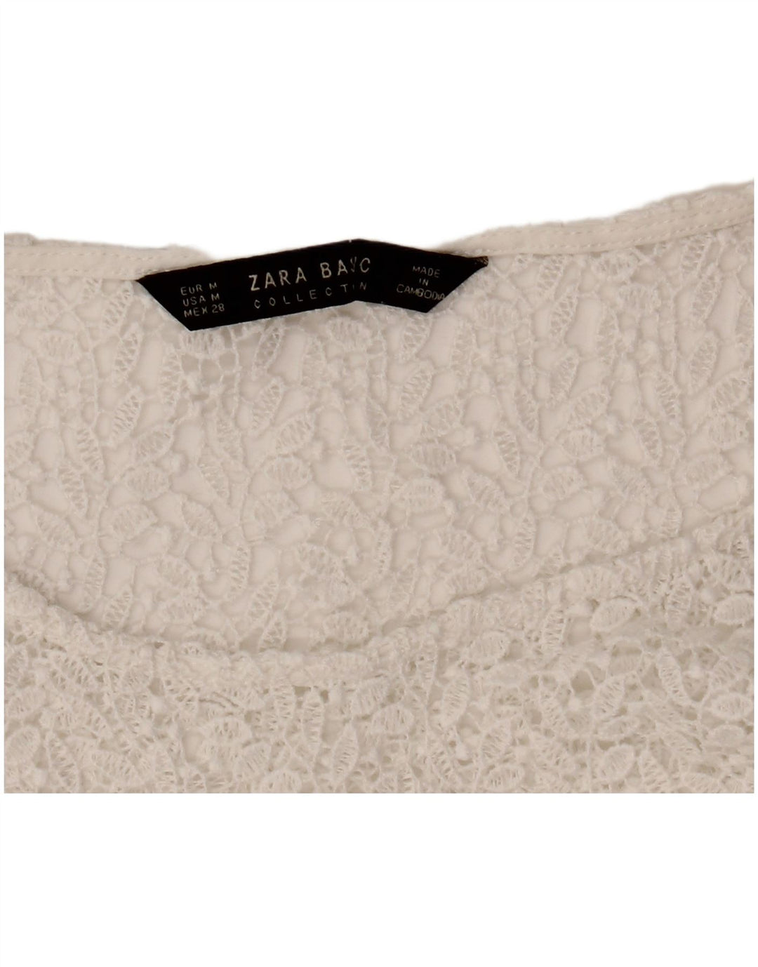 ZARA Womens Crop Blouse Top UK 12 Medium White Floral