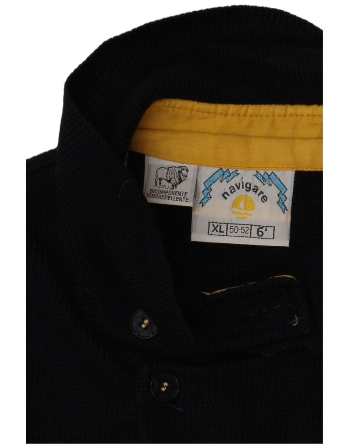 Navigare Mens Cardigan Sweater XL Navy Blue Wool