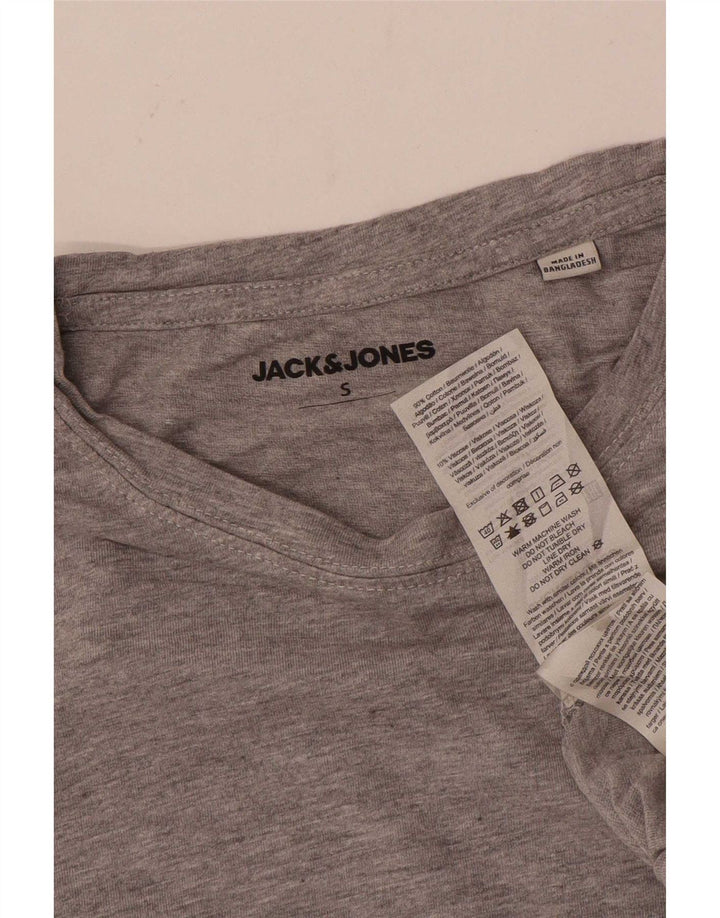 Jack & Jones Mens Top Long Sleeve Small Grey Flecked Cotton
