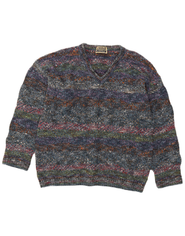 College By Marcazzani Mens V-Neck Jumper Sweater IT 52 Large Multicoloured
