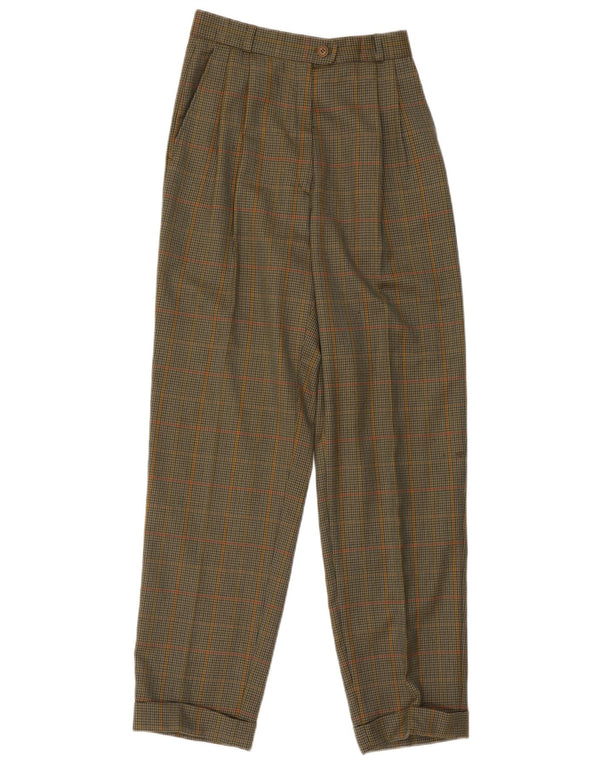 Vintage Womens High Waist Suit Trousers EU 38 Medium W30 L30 Green
