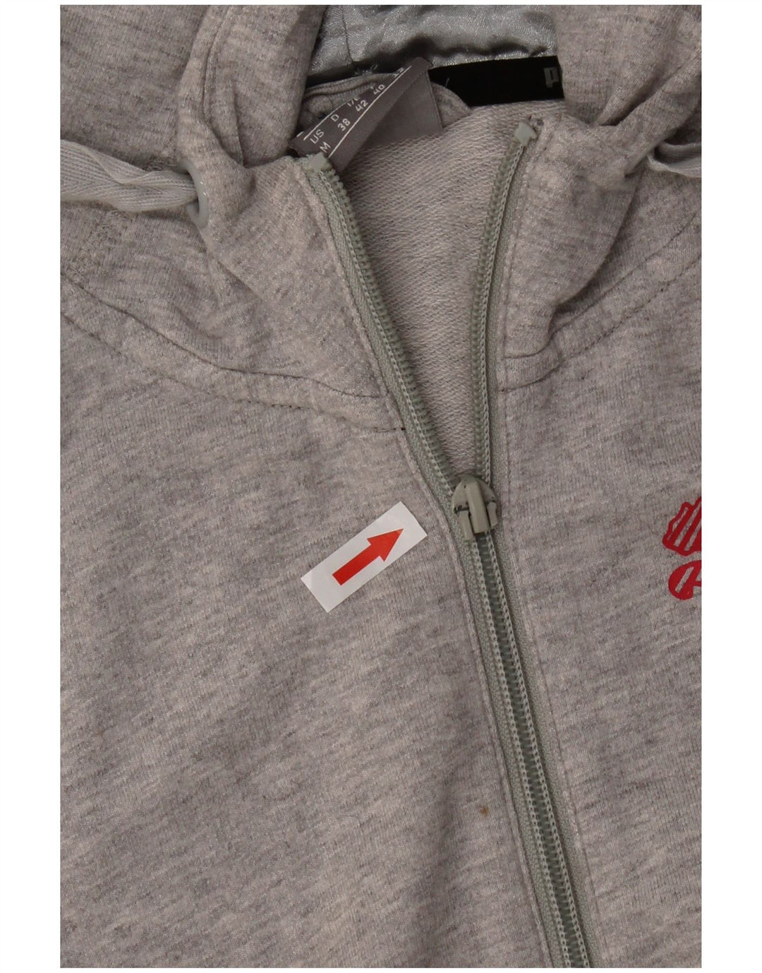 Puma Womens Zip Hoodie Sweater UK 12 Medium  Grey Cotton