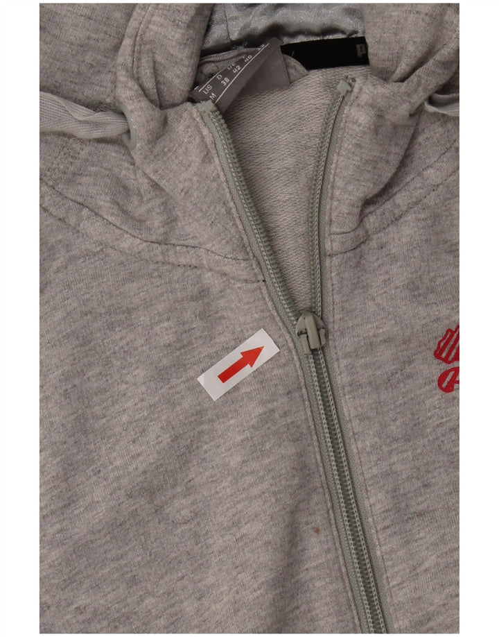 Puma Womens Zip Hoodie Sweater UK 12 Medium  Grey Cotton