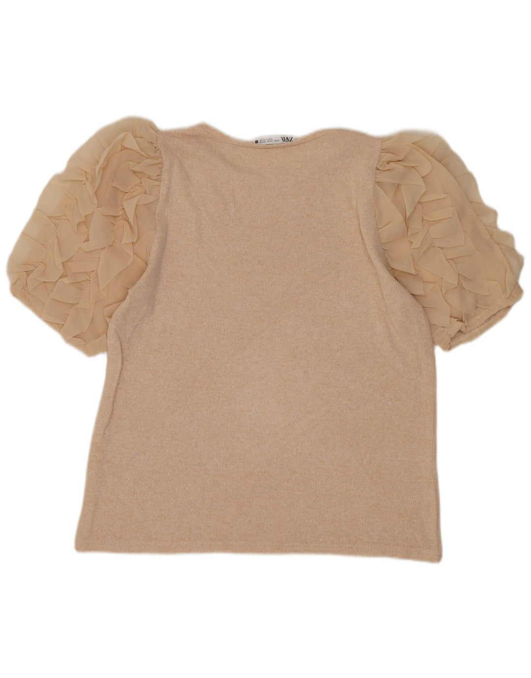 Zara Womens Blouse Top UK 12 Medium Beige