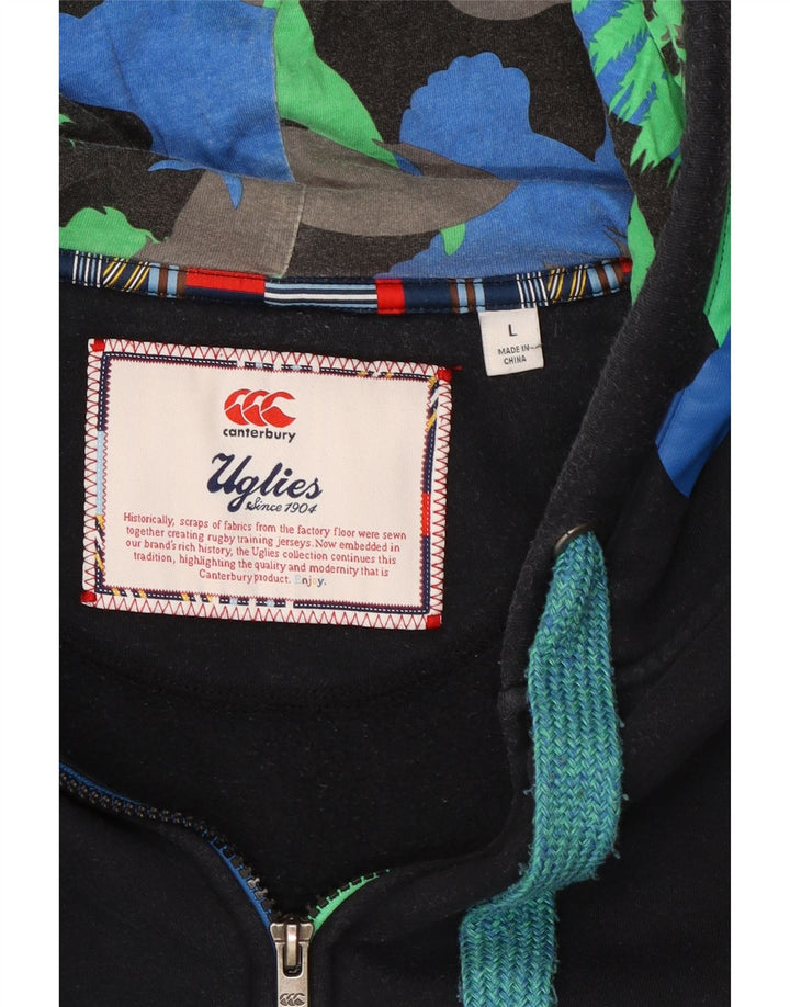 Canterbury Mens Zip Hoodie Sweater Large Black Camouflage