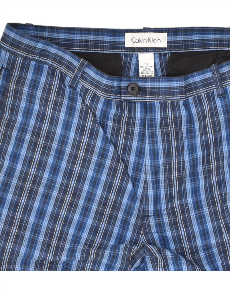 CALVIN KLEIN Mens Chino Shorts W32 Medium  Blue Check Cotton | Vintage Calvin Klein | Thrift | Second-Hand Calvin Klein | Used Clothing | Messina Hembry 