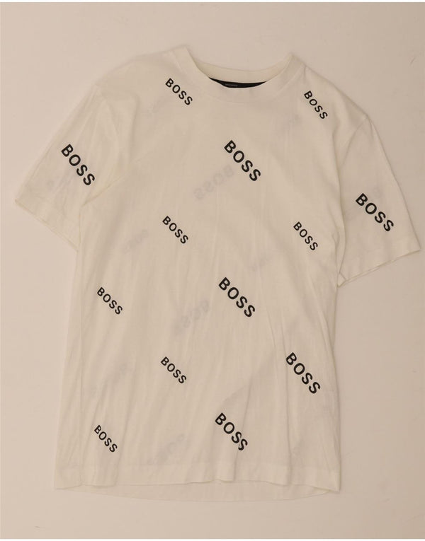 Hugo Boss Mens Graphic T-Shirt Top Small White Cotton