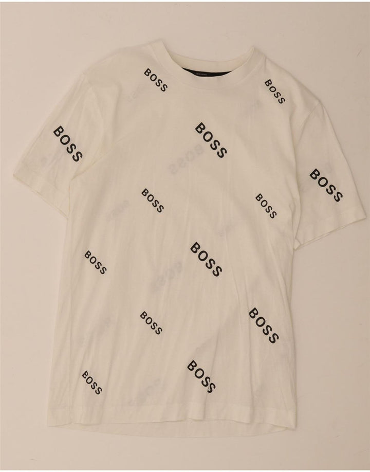 Hugo Boss Mens Graphic T-Shirt Top Small White Cotton