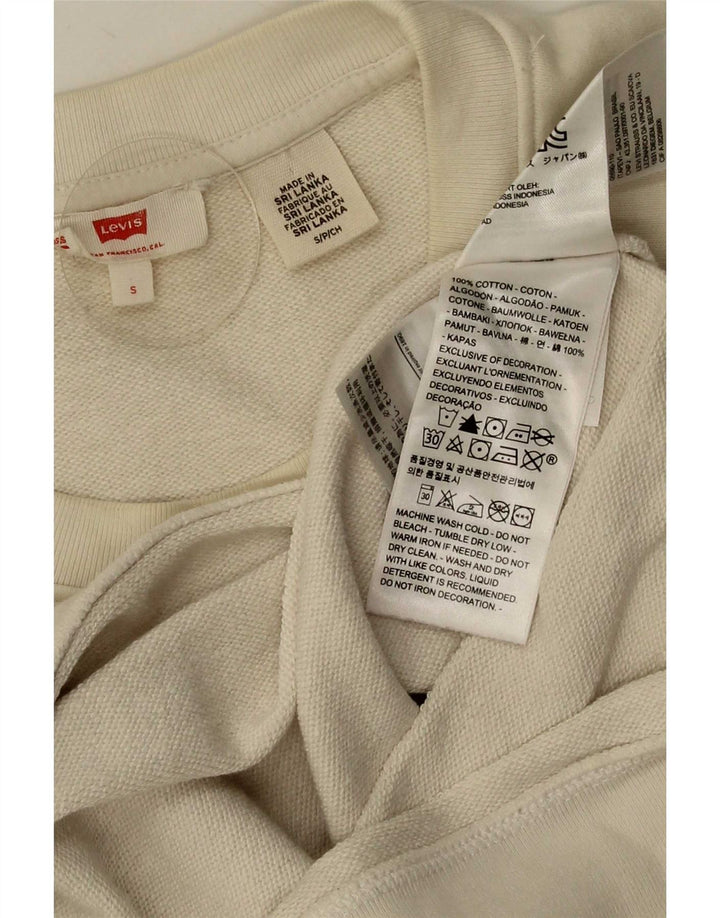 Levi's Womens Graphic Oversized Sweatshirt Jumper UK 10 Small White Cotton