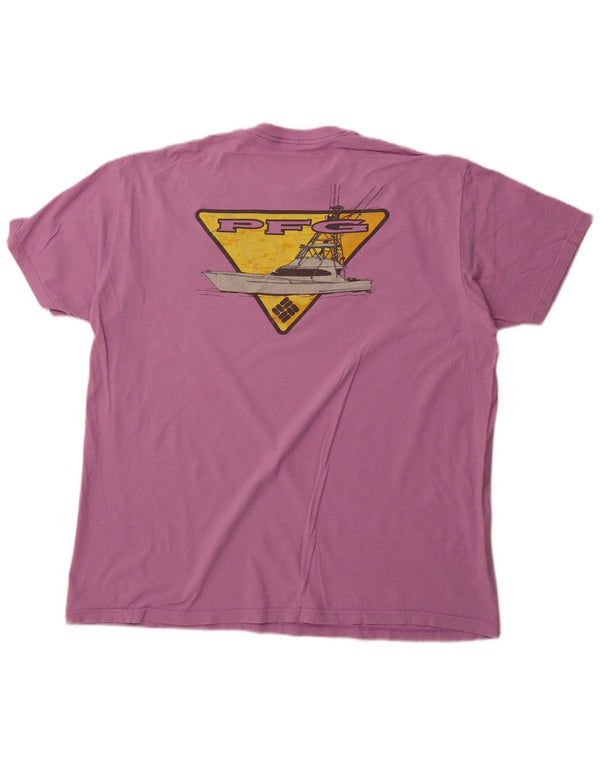 COLUMBIA Mens Graphic T-Shirt Top 2XL Purple Cotton