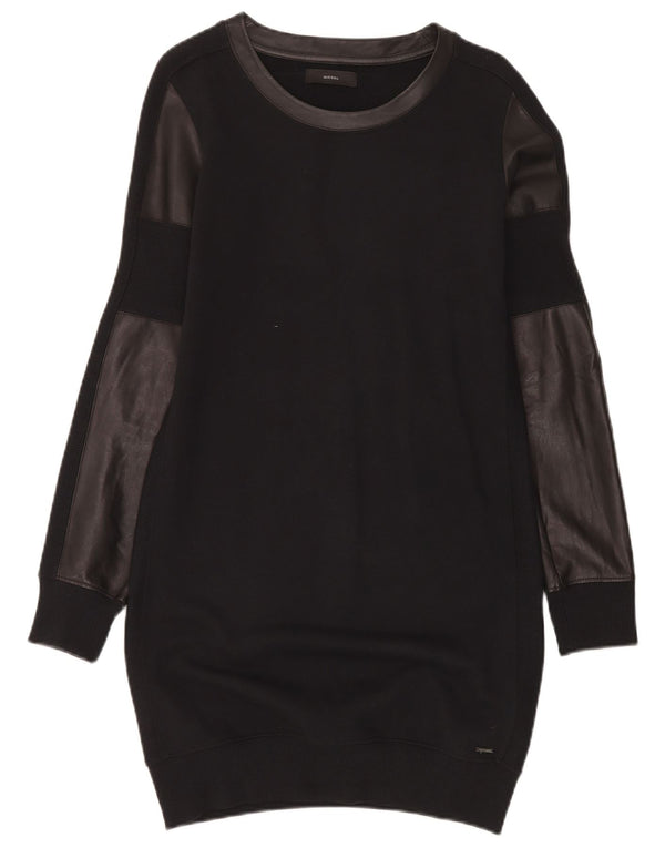 Diesel Womens Long Sleeve Jumper Dress UK 10 Small Black Colourblock