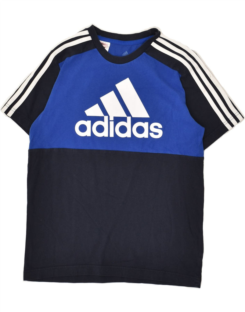 ADIDAS Boys Graphic T-Shirt Top 13-14 Years Black Colourblock Cotton | Vintage Adidas | Thrift | Second-Hand Adidas | Used Clothing | Messina Hembry 