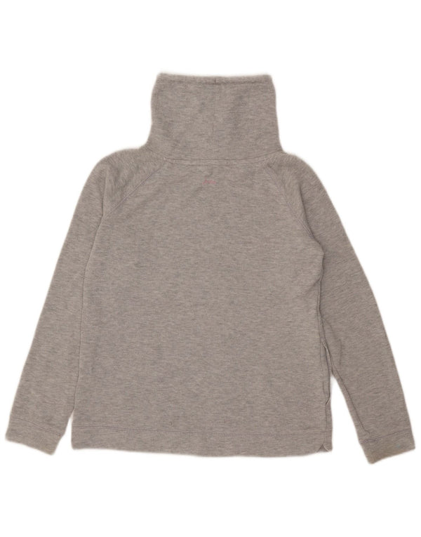Joules Womens Roll Neck Sweatshirt Jumper UK 12 Medium Grey Flecked Cotton