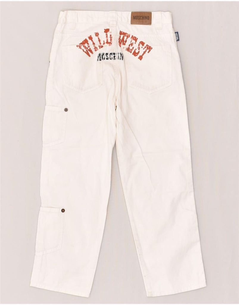 MOSCHINO Boys Graphic Cargo Straight Jeans 5-6 Years W22 L20 White Cotton | Vintage Moschino | Thrift | Second-Hand Moschino | Used Clothing | Messina Hembry 