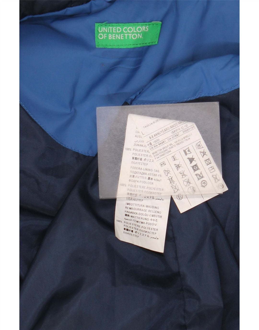 Benetton Boys Hooded Padded Gilet 11-12 Years Large Blue Polyester