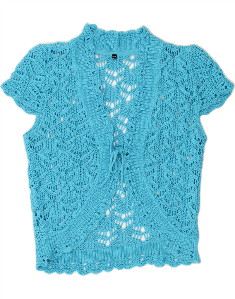 VINTAGE Womens Crop Crochet Cardigan Top IT 40 Small Blue Vintage Vintage and Second-Hand Vintage from Messina Hembry 