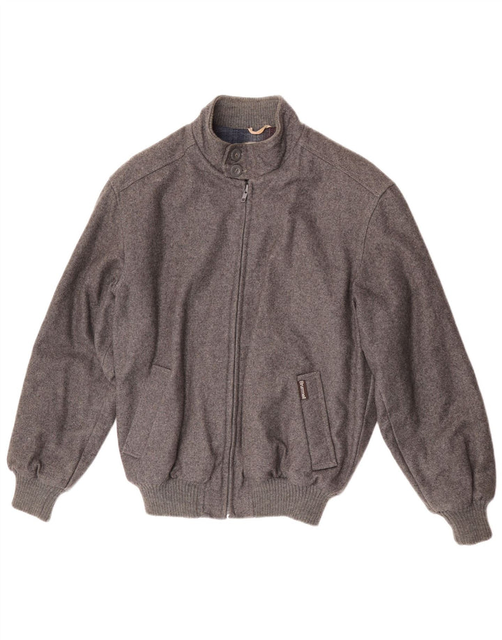 Brummell Mens Bomber Bomber Jacket IT 48 Medium Grey Wool