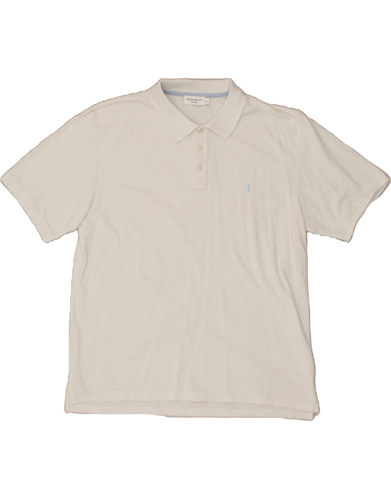 YVES SAINT LAURENT Mens Polo Shirt 2XL White Cotton | Vintage Yves Saint Laurent | Thrift | Second-Hand Yves Saint Laurent | Used Clothing | Messina Hembry 