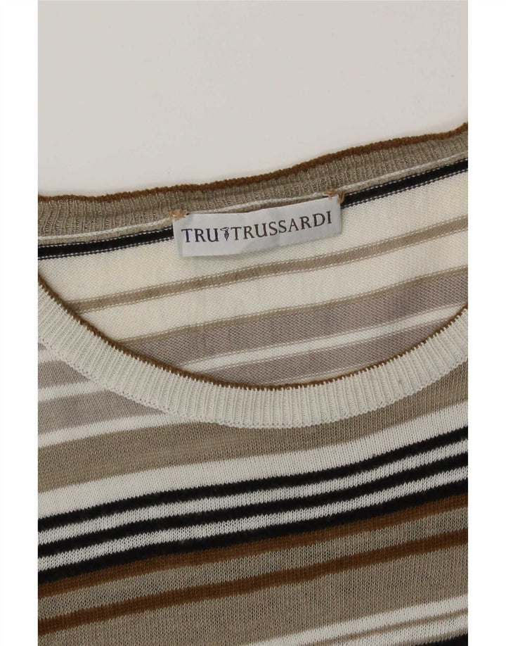 Trussardi Mens Boat Neck Jumper Sweater Medium Multicoloured Striped