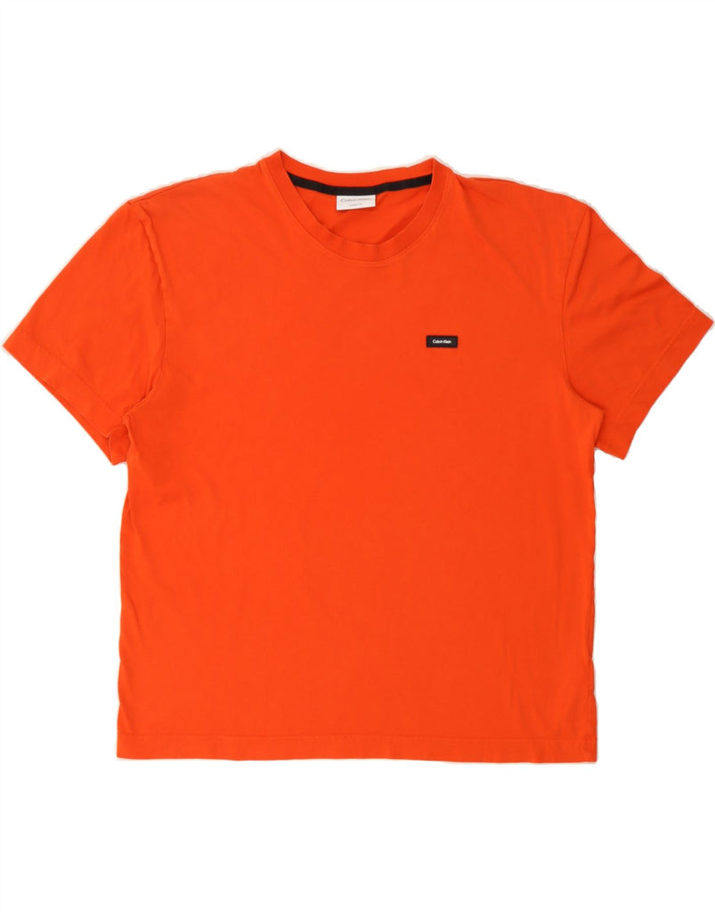 CALVIN KLEIN Mens Comfort Fit T-Shirt Top Large Orange Cotton Vintage Calvin Klein and Second-Hand Calvin Klein from Messina Hembry 