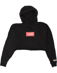 VANS Womens Oversized Graphic Crop Hoodie Jumper UK 16 Large Black Cotton