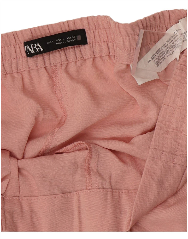 Zara Womens Straight Casual Trousers Large W30 L26 Pink Polyester