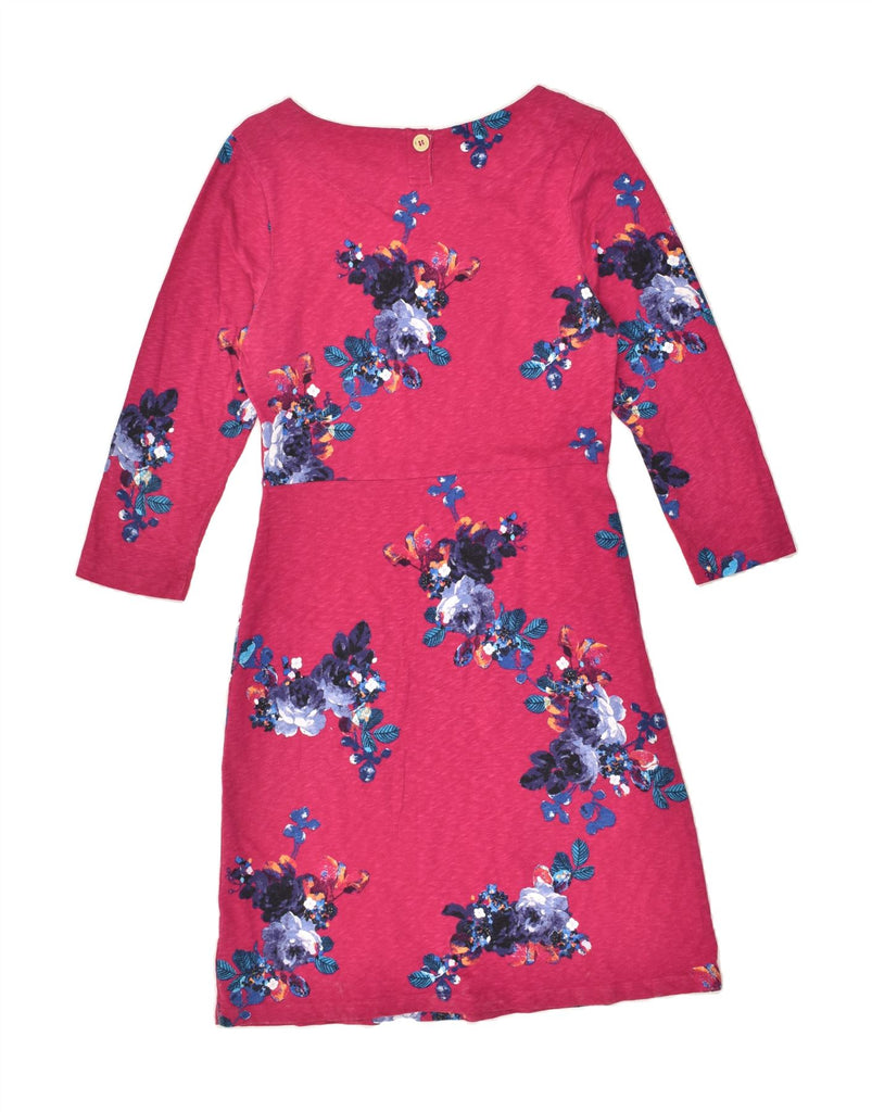 JOULES Womens 3/4 Sleeve Basic Dress UK 12 Medium Pink Floral Cotton | Vintage Joules | Thrift | Second-Hand Joules | Used Clothing | Messina Hembry 